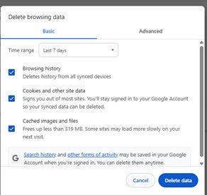 Chrome Browsing Data